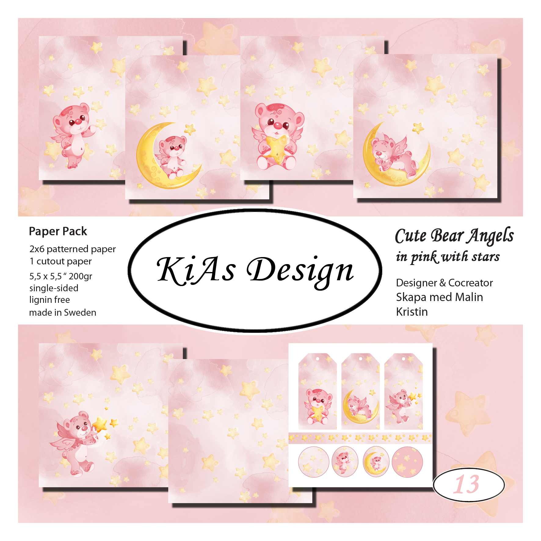 PP KD -Cute Bear Angels in pink with stars