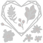 Sizzix LJ Thinlits Die Set - Floral Geo Heart Frame - 2