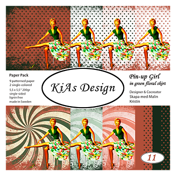 PP KD -Pin-Up Girl in green floral skirt