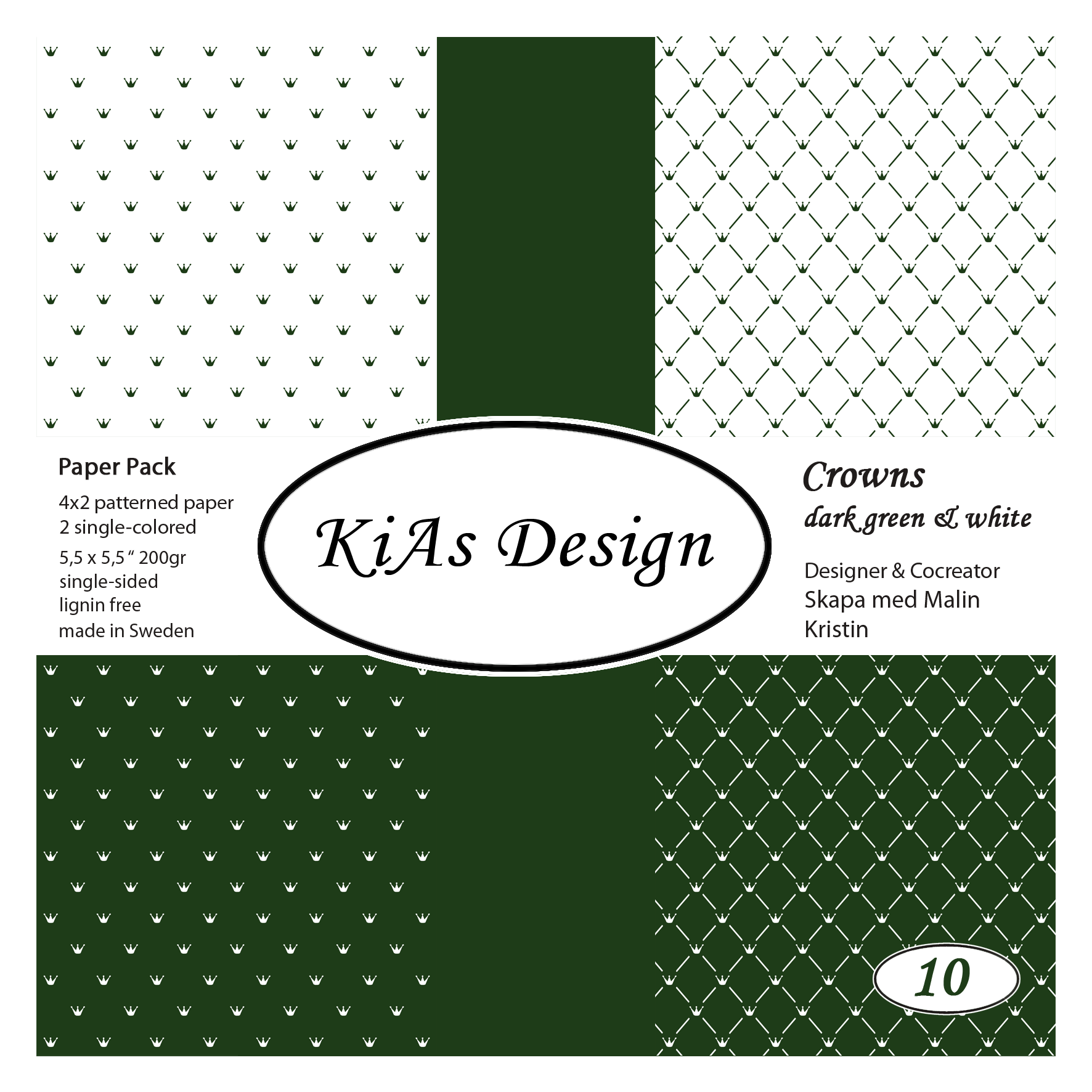 PP KD -Crowns dark green & white