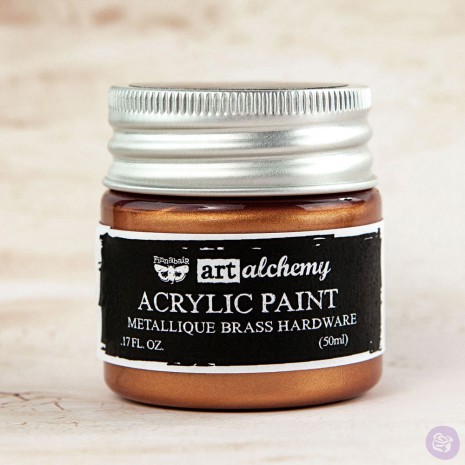 Prima Finnabair Art Alchemy Acrylic Paint 50ml - Metallique Brass Hardware