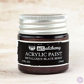 Prima Finnabair Art Alchemy Acrylic Paint 50ml - Metallique Black Berry