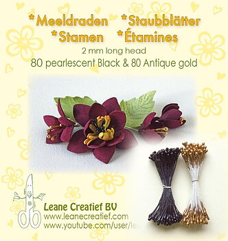 Leane Stamen 2 mm 80 Matt (Antique Gold)+ 80 Pearl(svart)) -Svart o Antique Gold