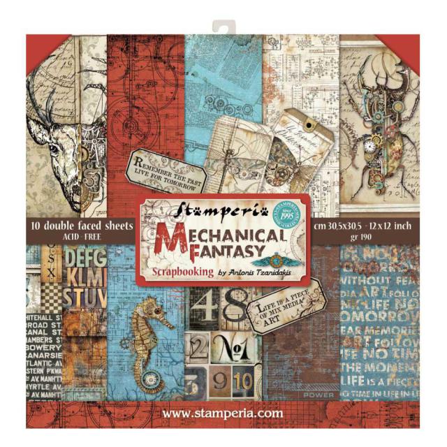  Stamperia Paper Pad 12"x12" Mechanical Fantasy