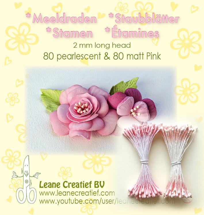 Leane Stamen 2 mm 80 Matt + 80 Pearl -Pink 