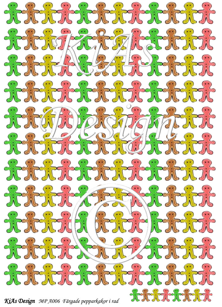 KD Mönsterpapper A006 Färgade pepparkakor i rad