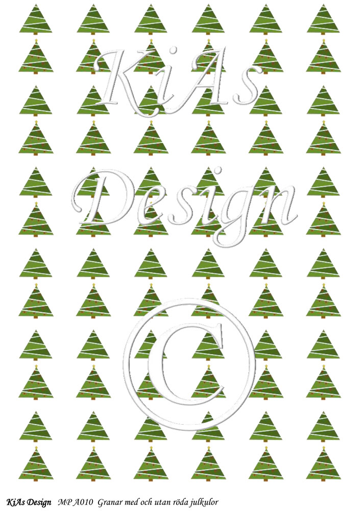 KD Mönsterpapper A010 Granar med och utan röda julkulor
