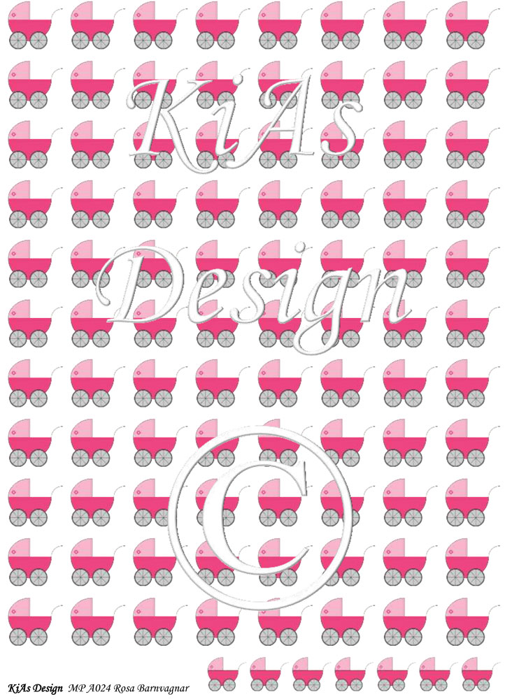 KD Mönsterpapper A024 Rosa Barnvagnar