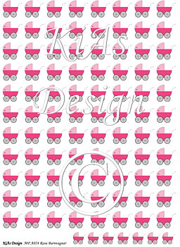KD Mönsterpapper A024 Rosa Barnvagnar