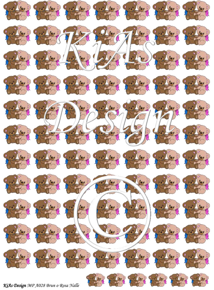 KD Mönsterpapper A028 Brun och Rosa Nalle