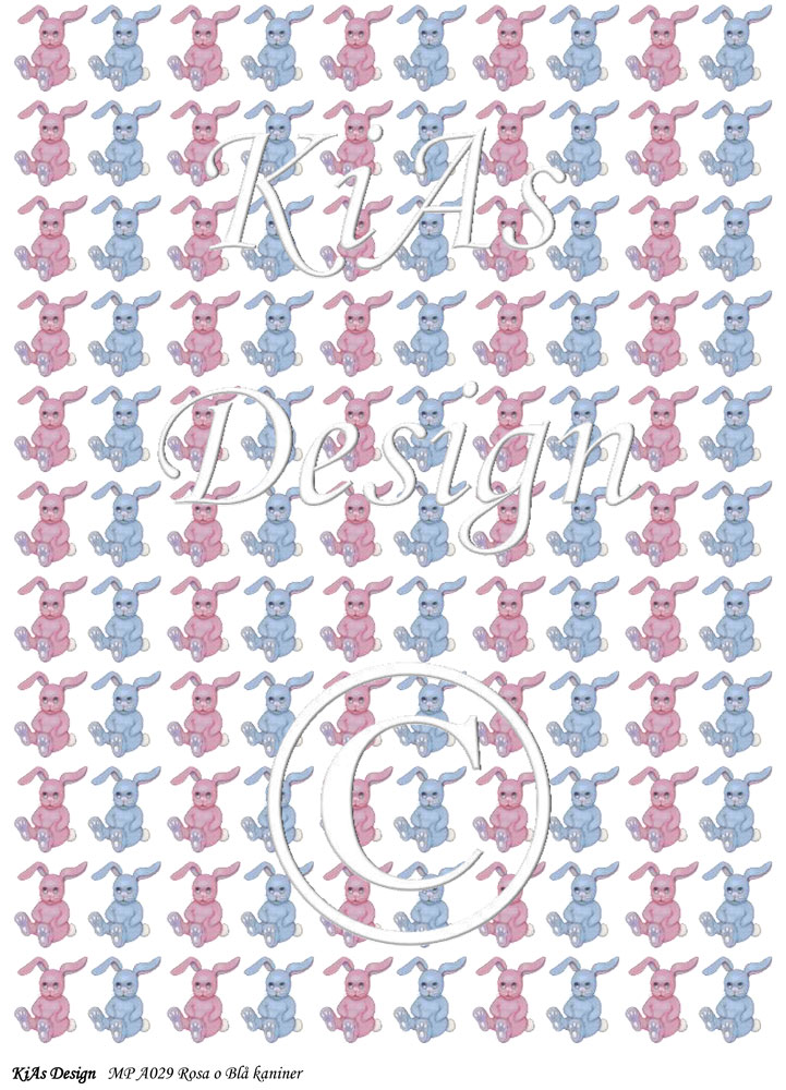 KD Mönsterpapper A029 Rosa och Blå Kaniner