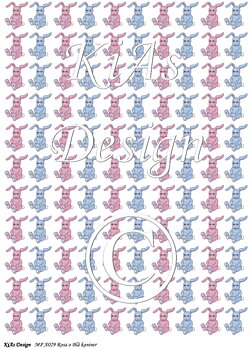 KD Mönsterpapper A029 Rosa och Blå Kaniner