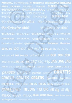 KD KP A002 -ord med prins, prinsessa i ljusblå bakgrund och vit text