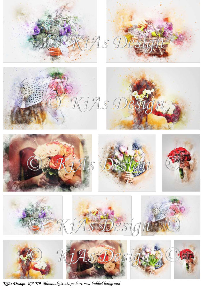 KD Klippark 079 Blombukett att ge bort med bubbel bakgrund
