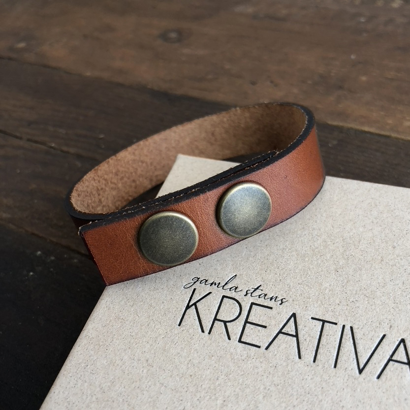 Armband läder " Världens bästa pappa <3" konjak - 3