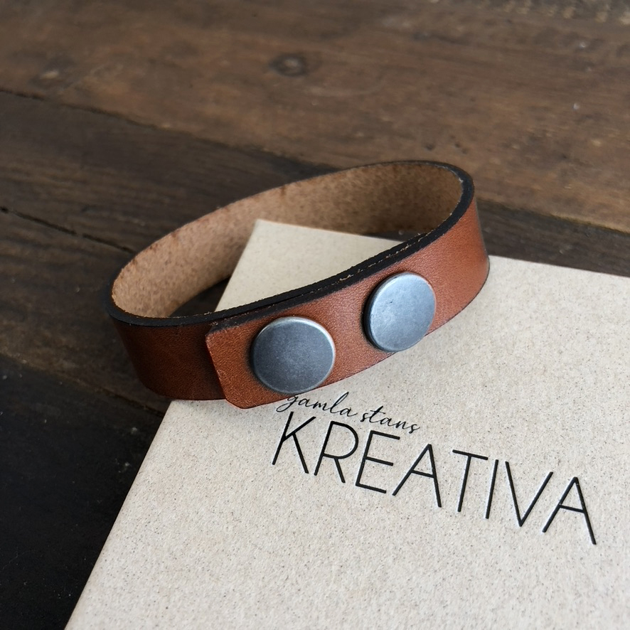 Armband läder " Världens bästa pappa <3" konjak