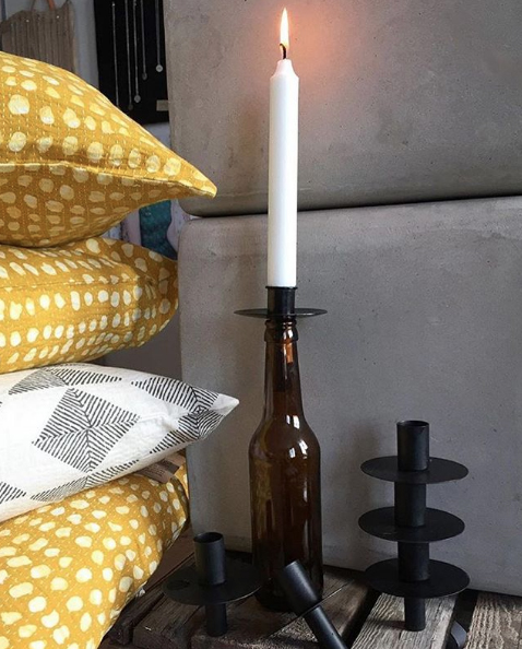 CANDLE HOLDERS FOR BOTTLES BLACK
