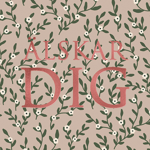 Dubbelt kort "Älskar dig" blom -  Sköna Ting