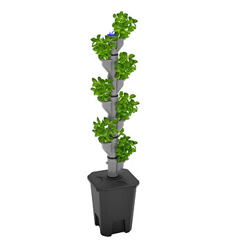 GROWPIPES Single Tower vertikal odling med bas, 7 torn, pump och bevattning