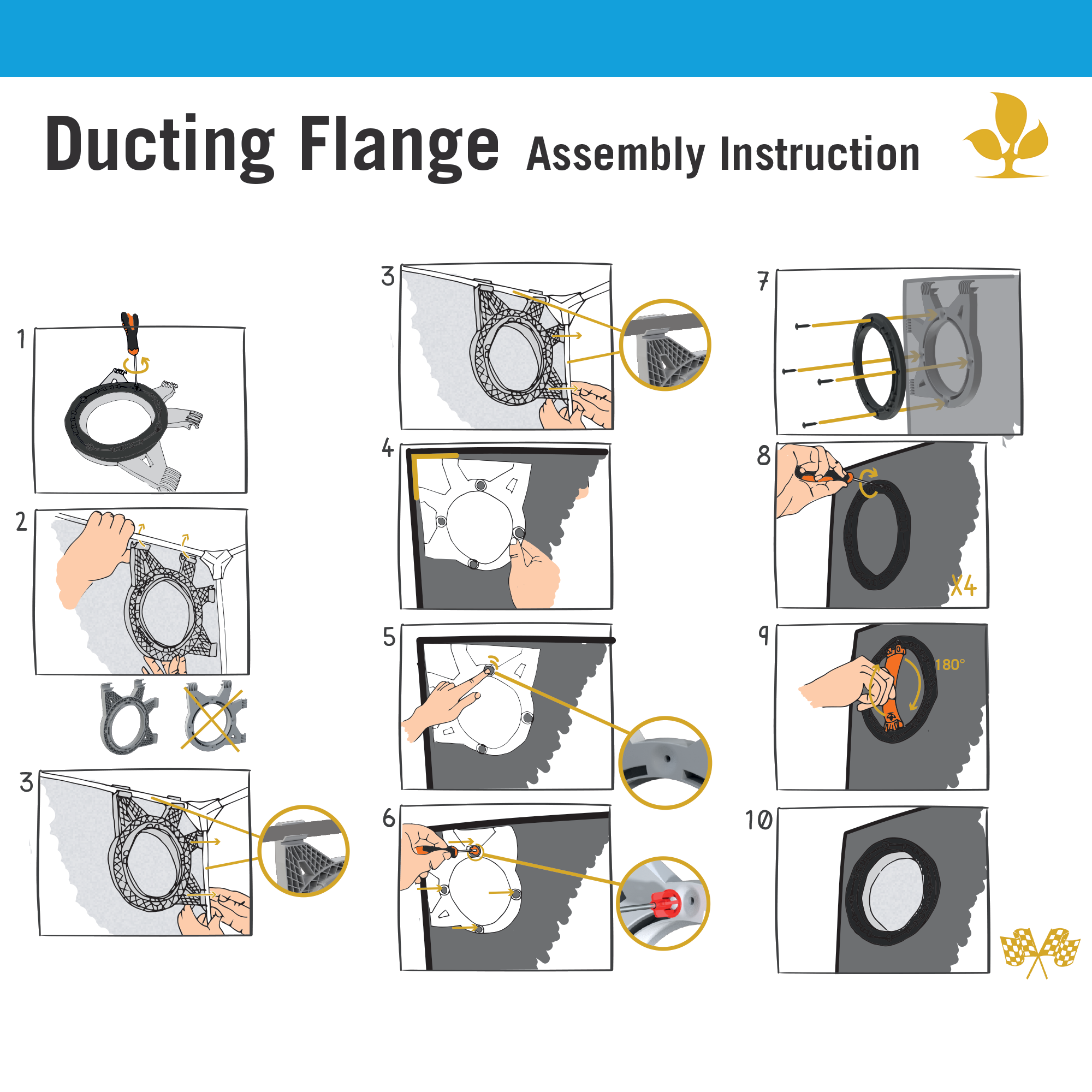 SJ Ducting Flange DF25 (Ø25mm stolpar) - 4