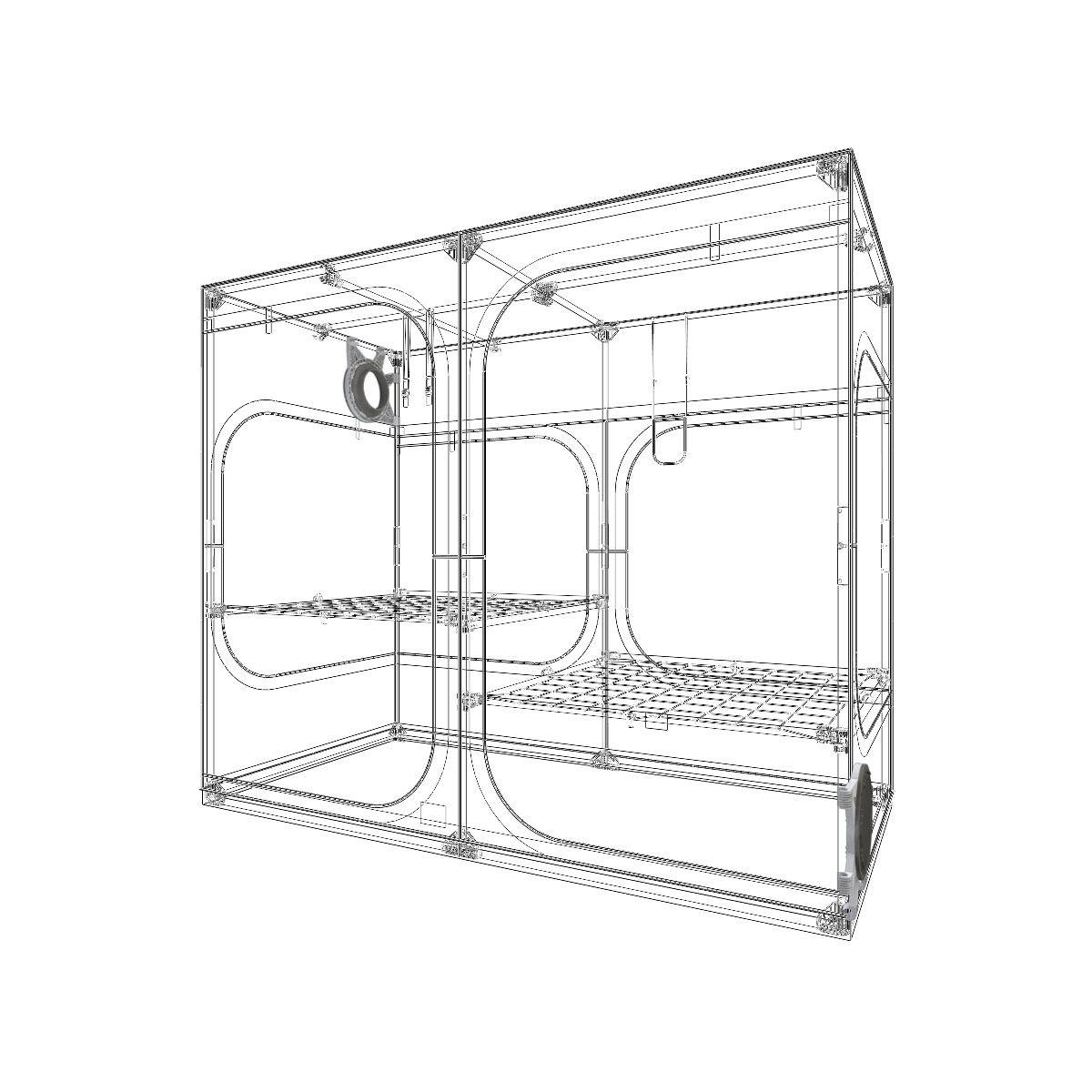 Darkroom 240W - Odlingstält - 237 x 120 x 200 cm  - 2
