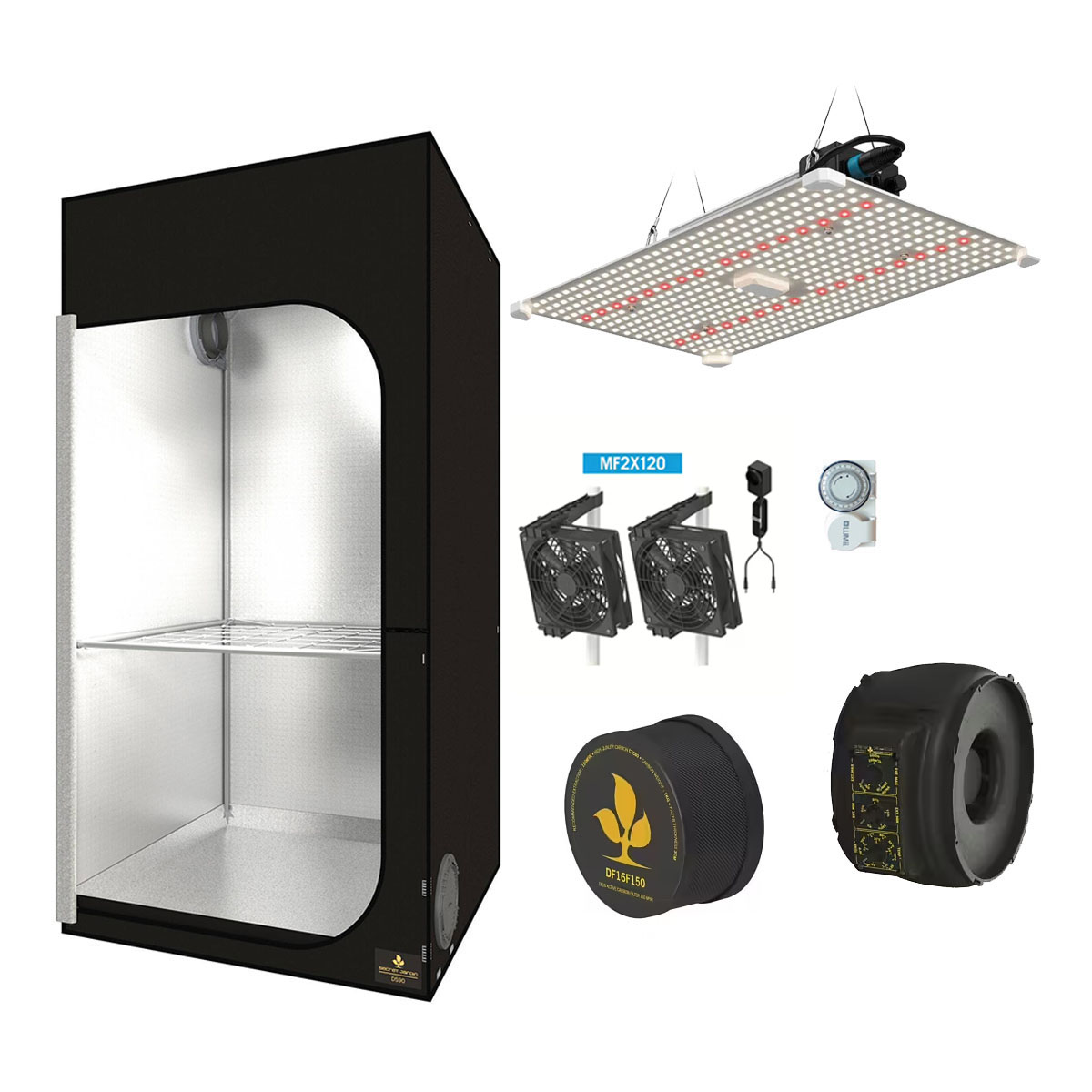 SJ Darkstreet 90 - Lumii LED 200W expert paket med temperaturstyrd EC-fläkt