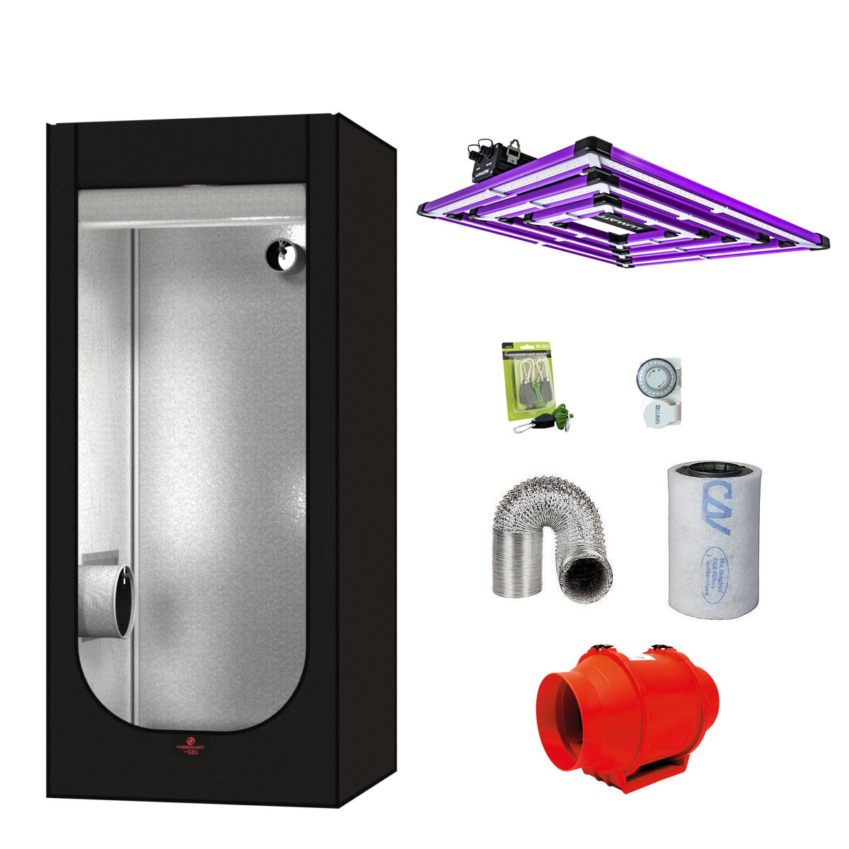 SJ HydroShoot 100 - Lumatek 300W LED paket 100x100x200cm