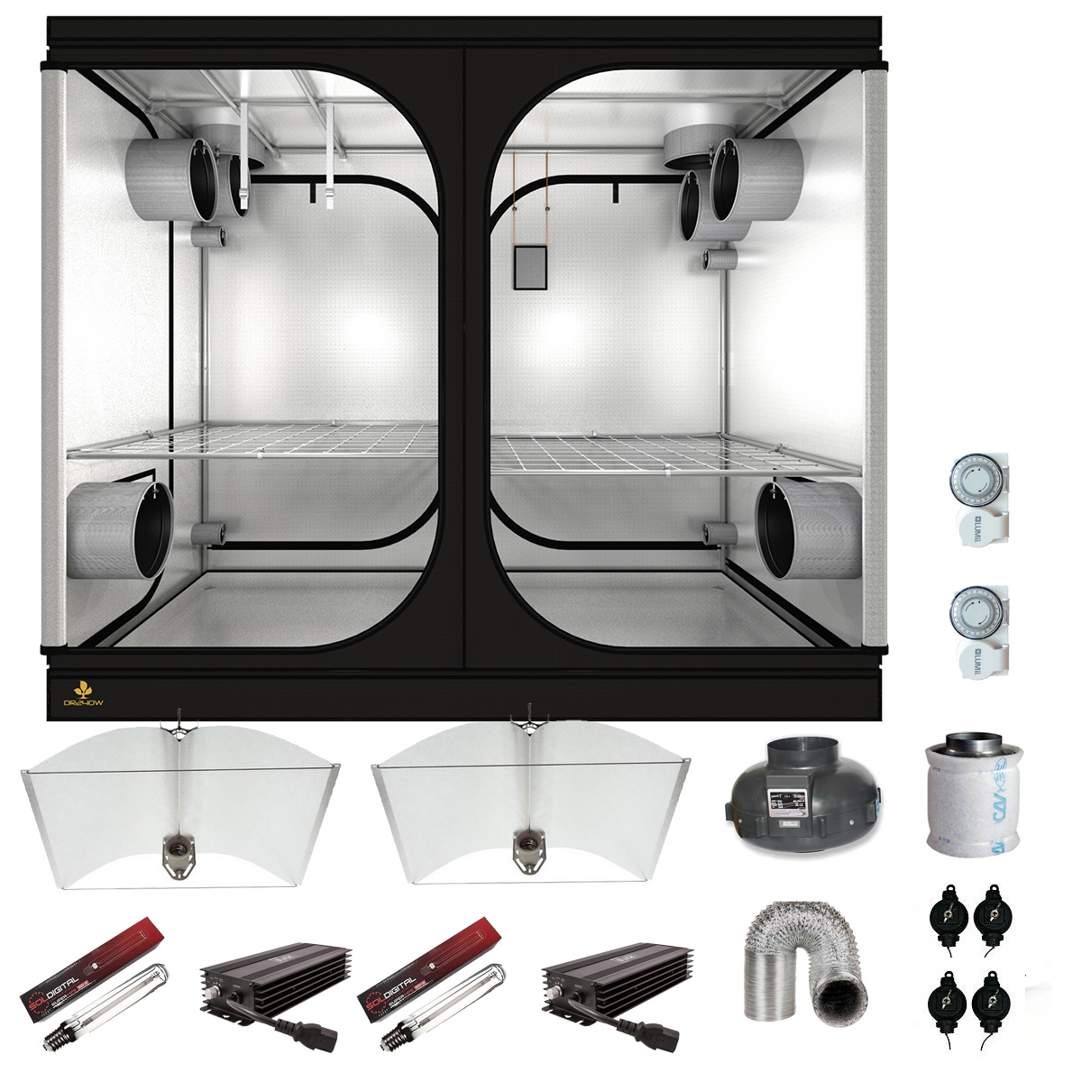 Autopot XL 36 Pot System Hydrogarden SJ Darkstreet 120 600W Hps Cooltube 120x120x198cm Hydrogarden