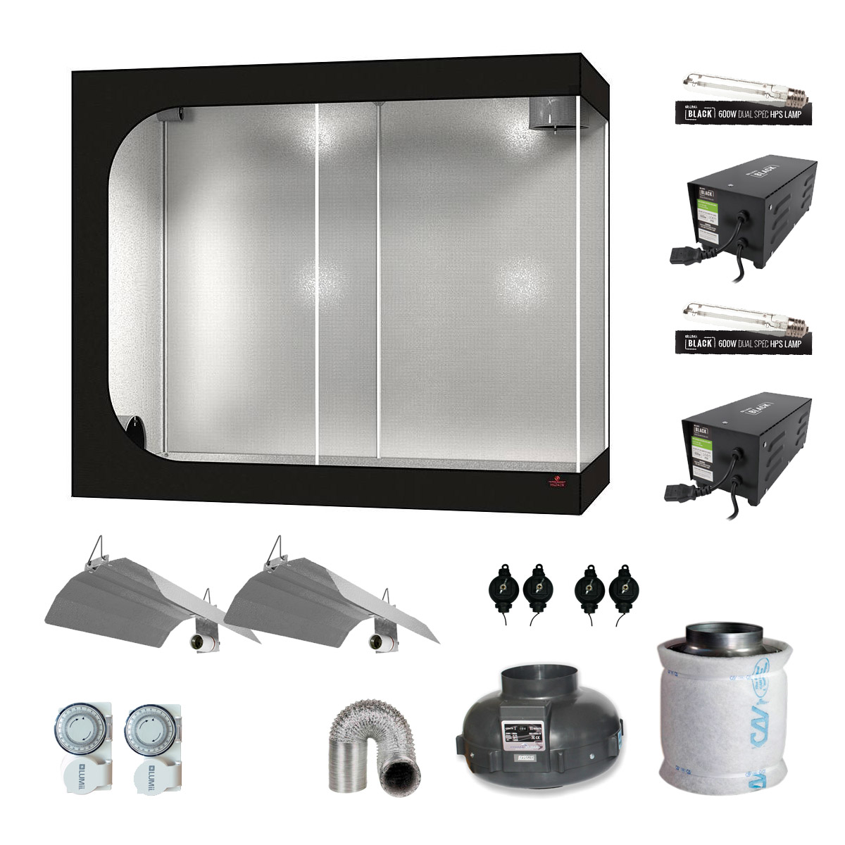 SJ Hydro Shoot 240W Bas 1200W HPS 240x120x200cm