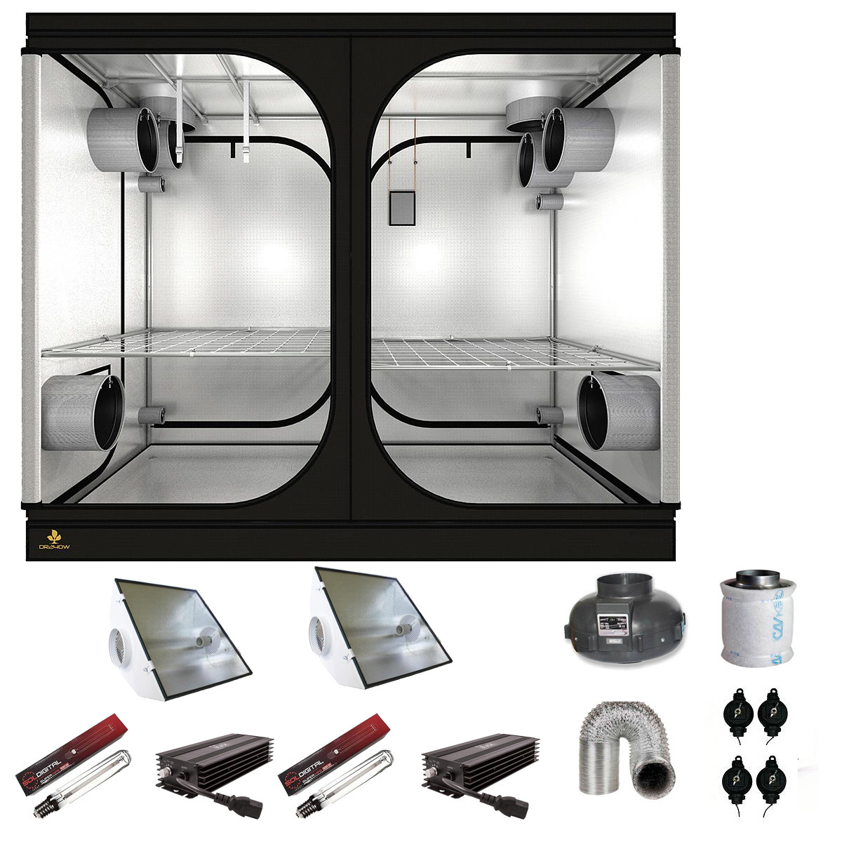 SJ Darkroom 240W 1200W Hps aircooled240x120x200cm