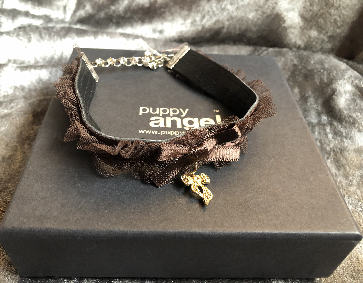 Puppy Angel Velvet koiran koru M - ruskea