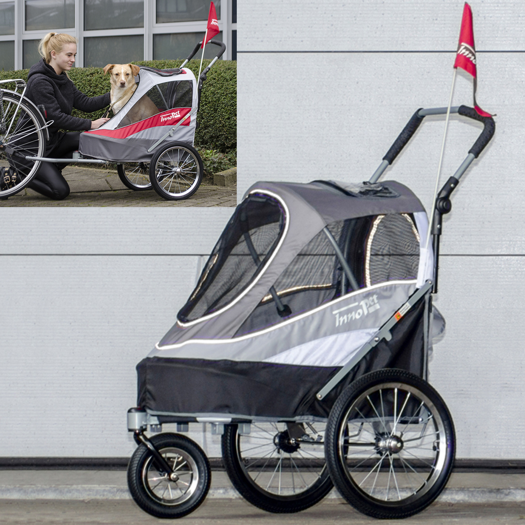 INNOPET SPORTY DOG TRAILER DELUX  - SVART/SILVER - 8