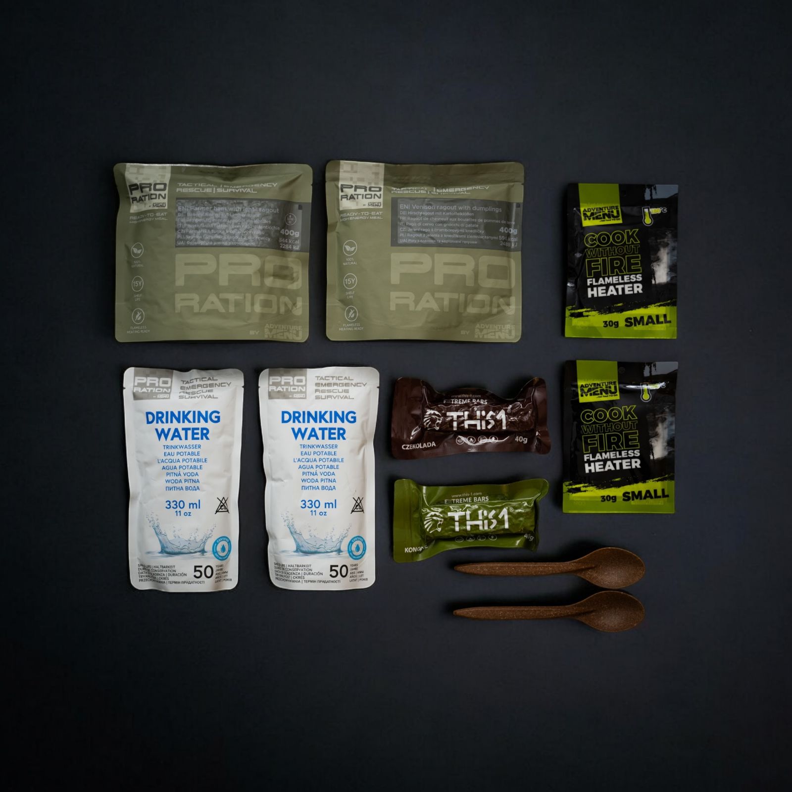 Pro Ration | Emergency Food/Water Pack Menu I | MRE | 2200g - 2