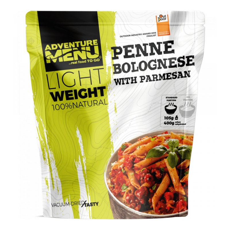 Adventure Menu | Penne bolognese with parmesan | Frystorkad mat | 105g