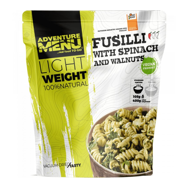 Adventure Menu | Fusilli with spinach and walnuts Big Portion | Frystorkad mat | 158g