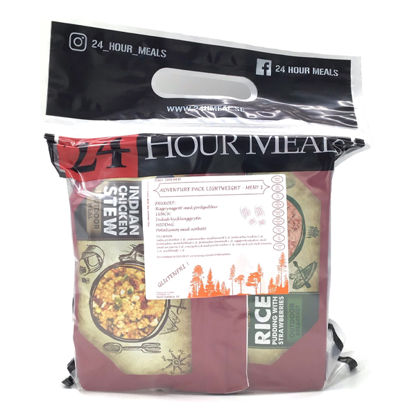 24 Hour Meals | Adventure pack Lightweight Meny 1 Gluten Free | Frystorkad mat | 900g