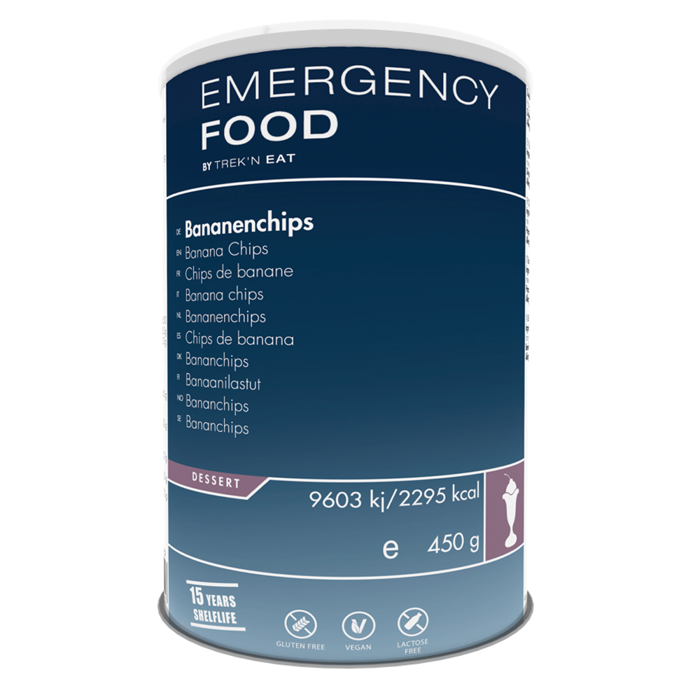 Emergency Food | Banana Chips | Frystorkad mat | 450g