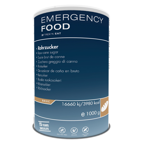 Emergency Food | Raw cane sugar | Frystorkad mat | 1000g
