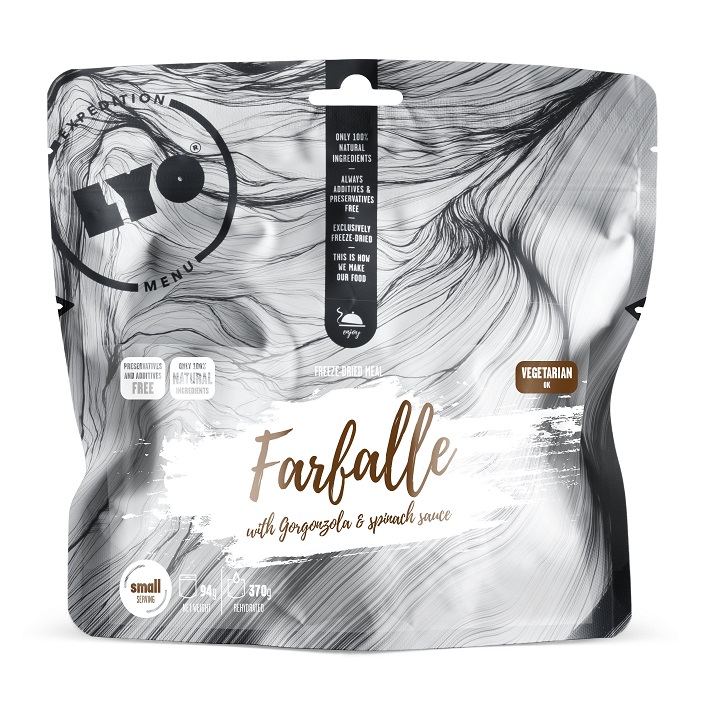 LyoFood | Farfalle with Gorgonzola & spinach sauce | Frystorkad mat | 94g