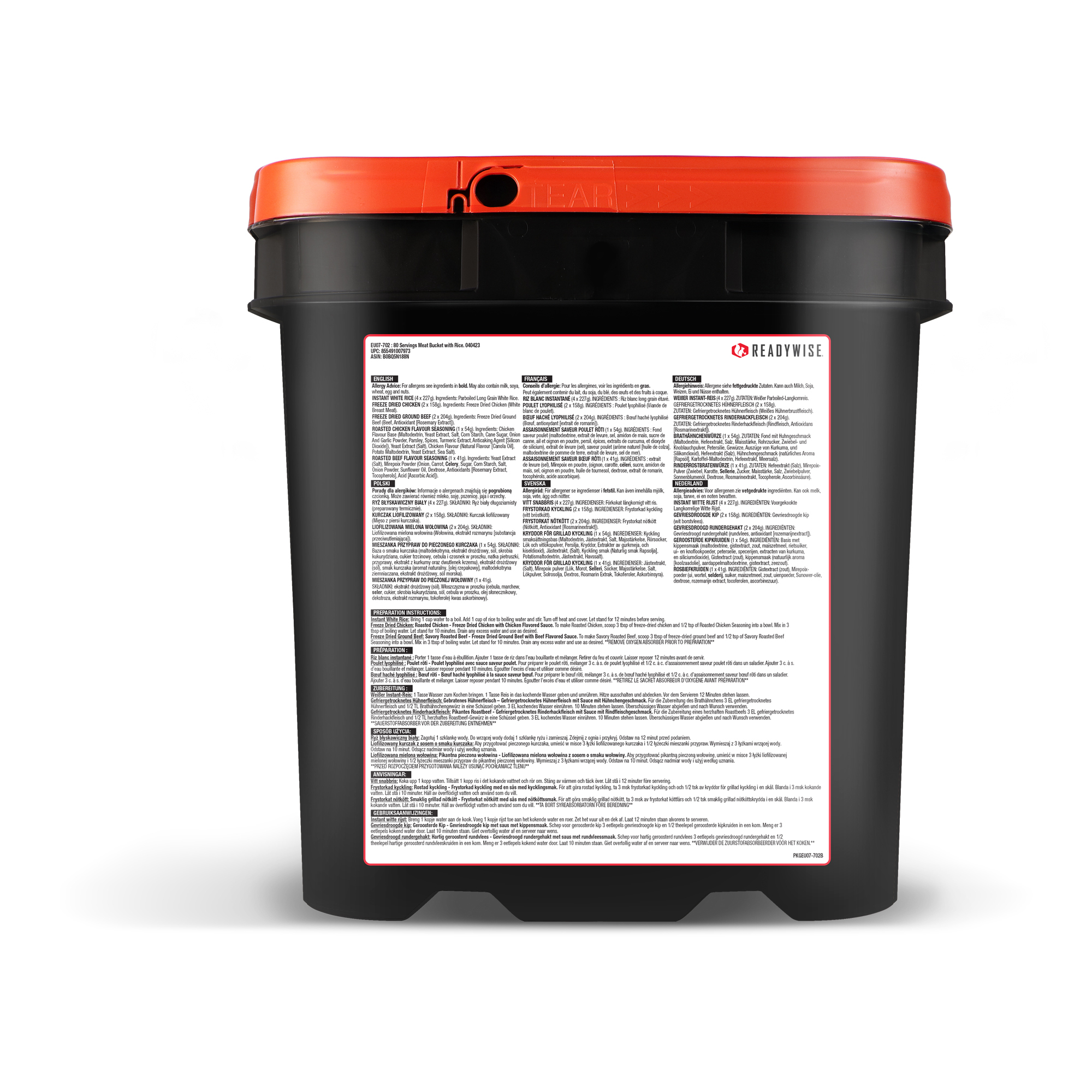 ReadyWise 80 Serving Meat &amp; Rice Bucket  | Freeze-dried food | 1730g - 2