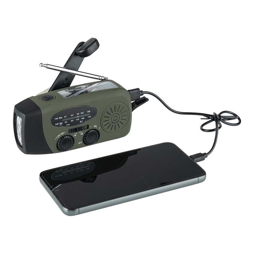 Kurbelradio mit Solarzellen & 2000 mAh Powerbank - 3