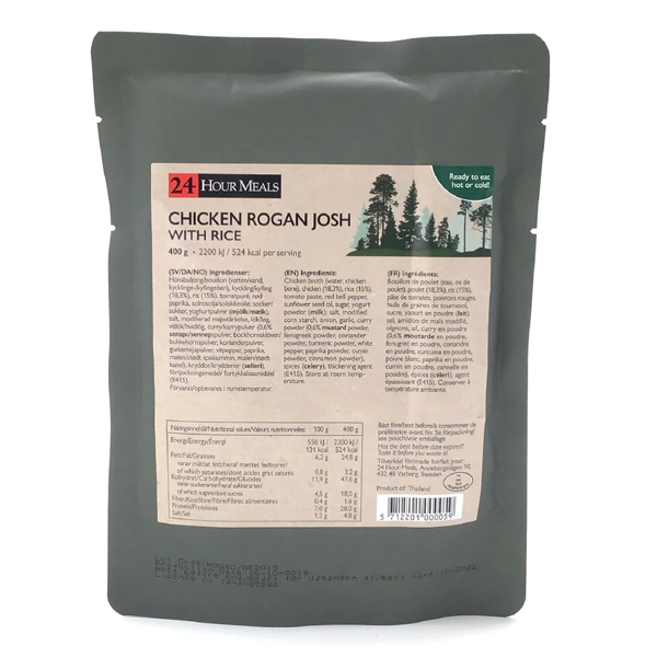 24 Hour Meals | Chicken Rogan josh with rice | MRE | 400g
