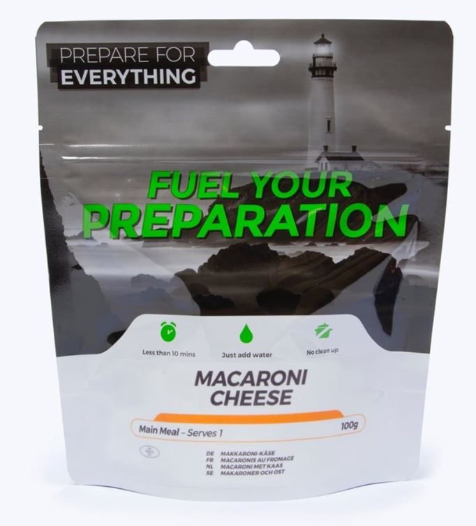 Fuel your preparation Macaroni Cheese Frystorkad mat Portionsförpackning The General Prepper