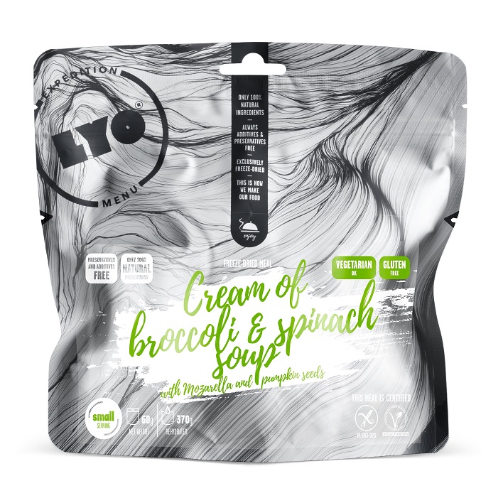 LyoFood | Cream of broccoli and spinach soup with Mozarella and pumpkin seeds | Frystorkad mat | 60g