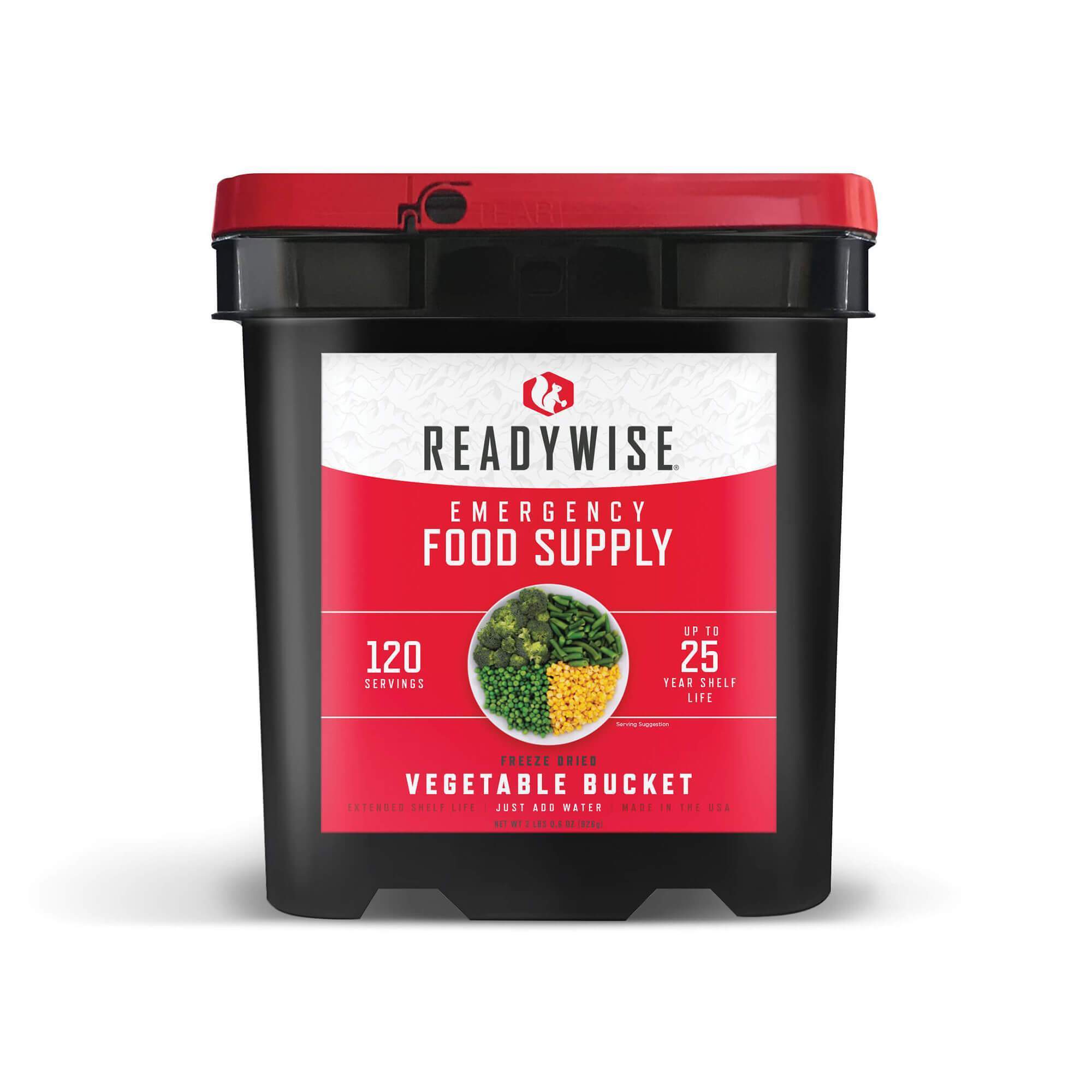 ReadyWise 120 Serving Freeze Dried Vegetable Bucket | Freeze Dried Food | Bulk Pack | Long Shelf Life