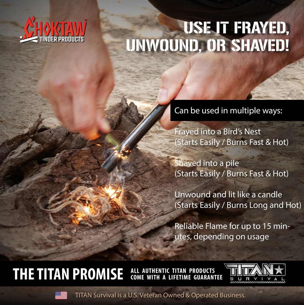 Titan Survival Choktaw Waxed Jute Rope Tinder Sticks - 4