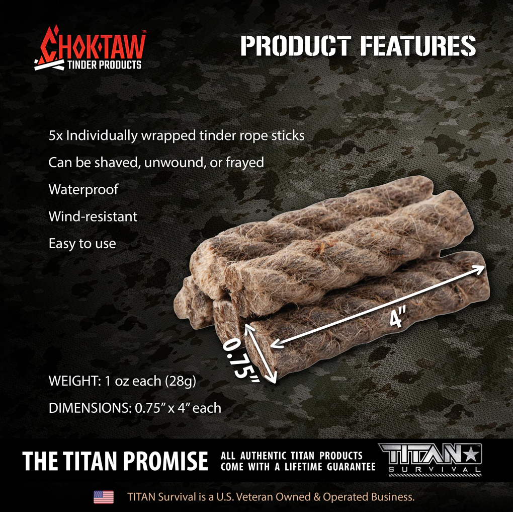 Titan Survival Choktaw Waxed Jute Rope Tinder Sticks - 2