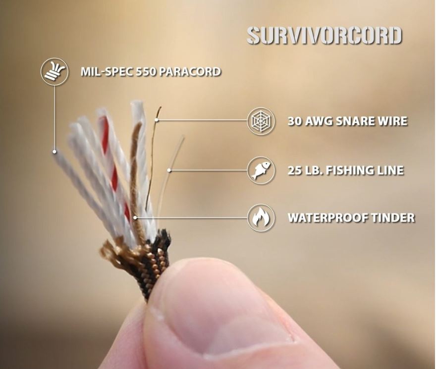 620 LB SurvivorCord | 100 FEET | The Original Patented Type III Military 550 Paracord/Parachute Cord with Integrated Fishing Line, Multi-Purpose