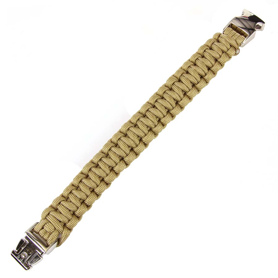 Paracord bracelet silver buckle K2139 9 inch Sand