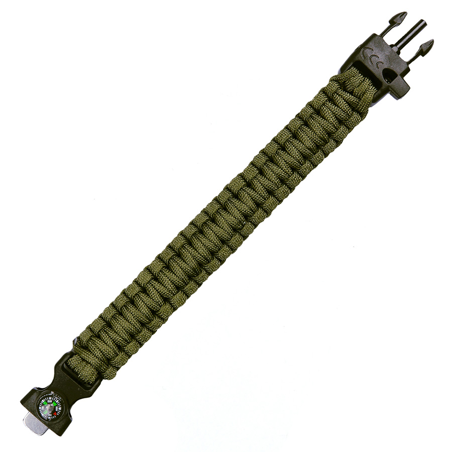 Paracord survival compass 8 inch Green